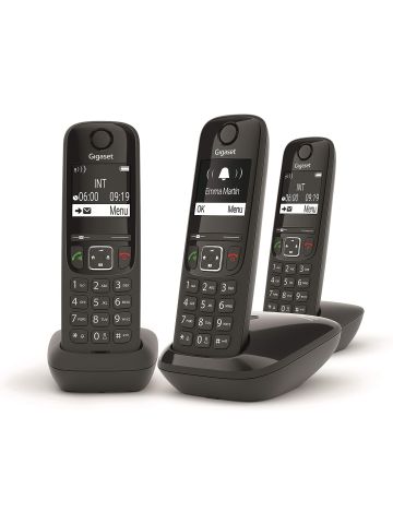 Gigaset AS690 Trio Telefono Cordless: 3 Portatili per Chiamate Interne ed Esterne in Parallelo